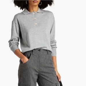Alex Mill Gray Hester Wool Cotton Long Sleeve Polo Shirt Sweater Medium